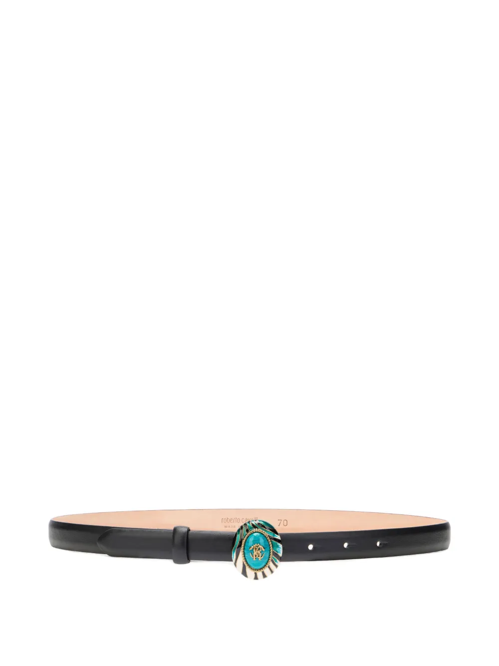 Roberto Cavalli leather zebra-print buckle belt Zwart
