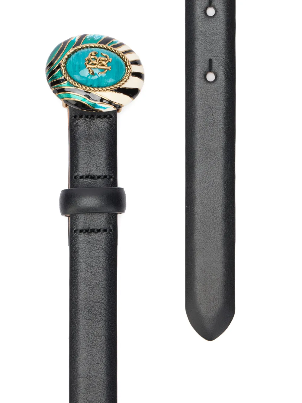 Roberto Cavalli leather zebra-print buckle belt Zwart