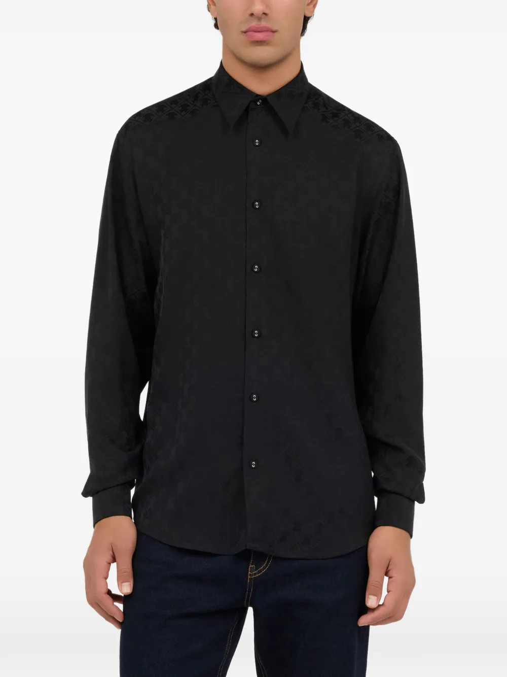 monogram-pattern long-sleeve shirt