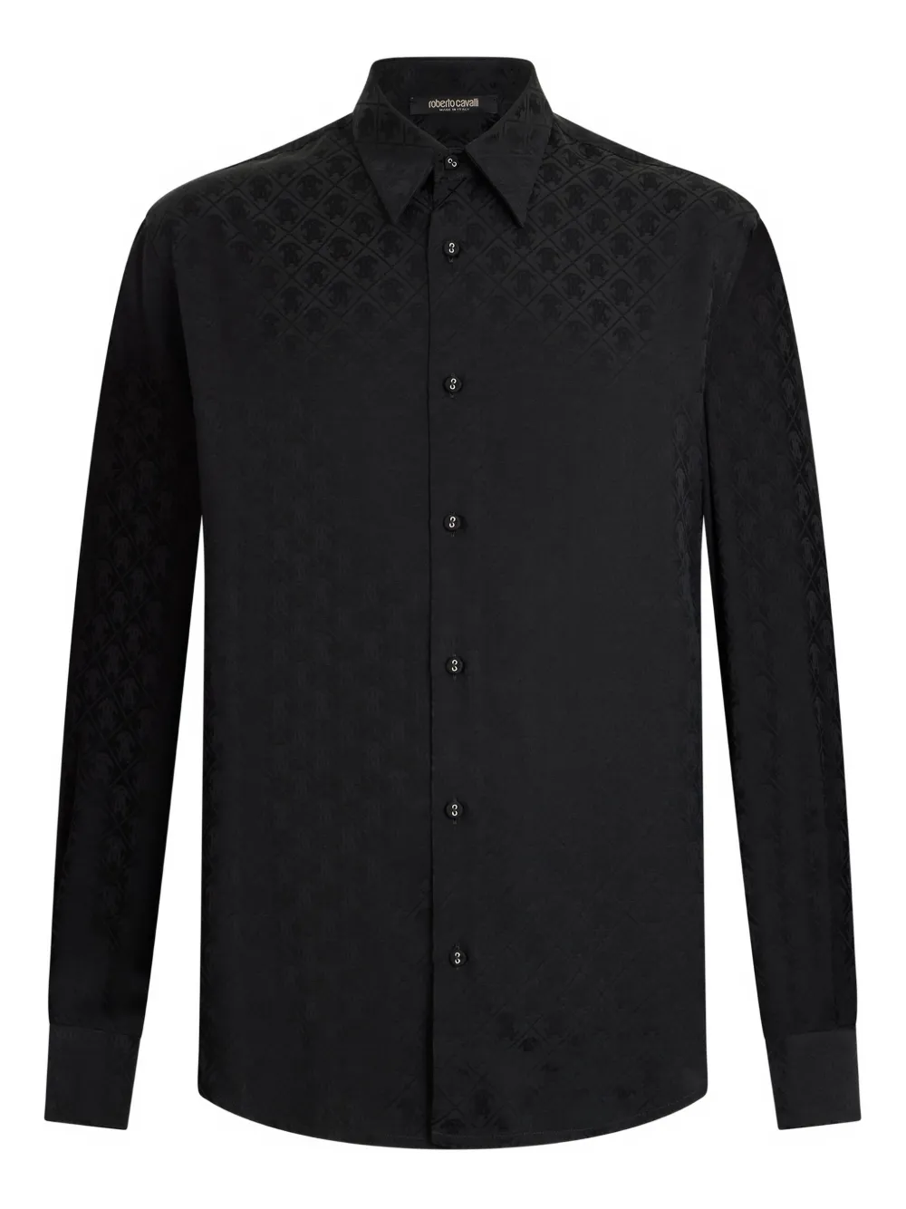 Roberto Cavalli monogram-pattern long-sleeve shirt - Black