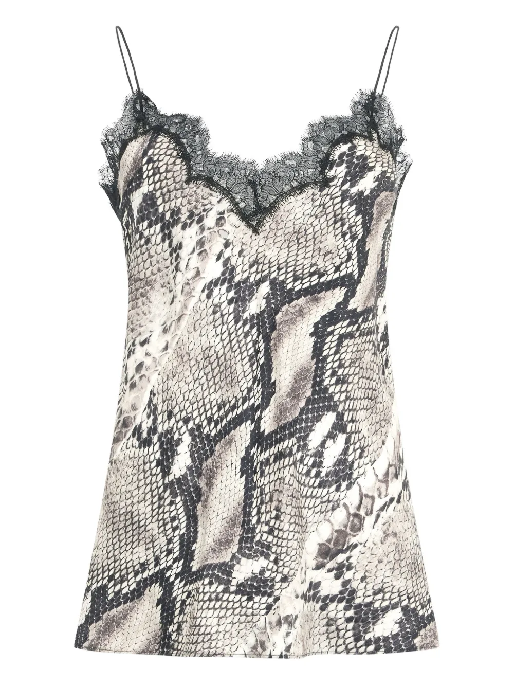 Roberto Cavalli snake-print lace-trimmed top Grijs