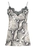 Roberto Cavalli snake-print lace-trimmed top - Grey