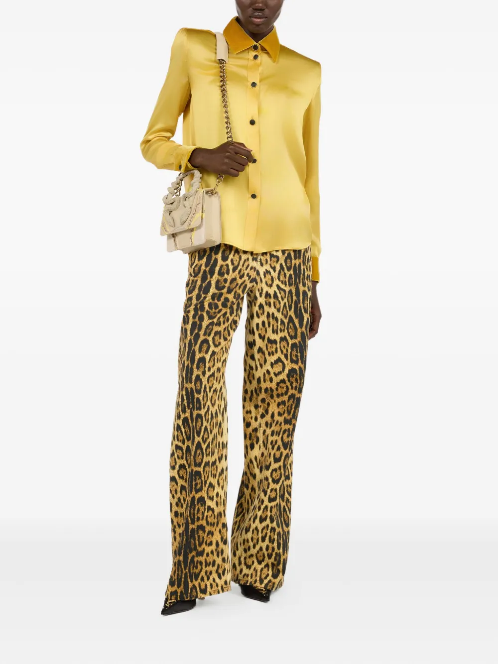 Roberto Cavalli Broek met jaguarprint - Zwart