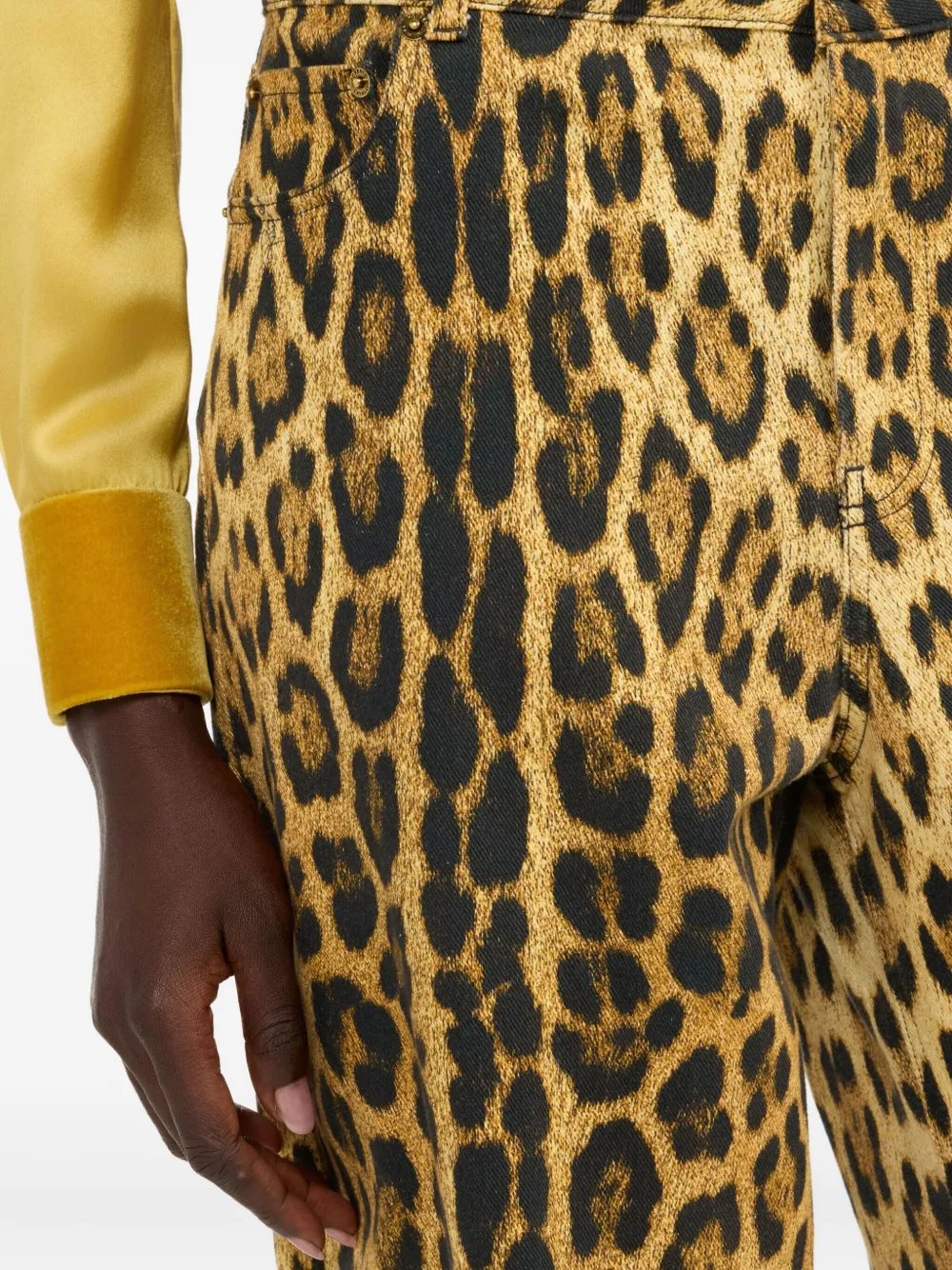 Roberto Cavalli Jeans With Jaguar Skin Print In Burgundy