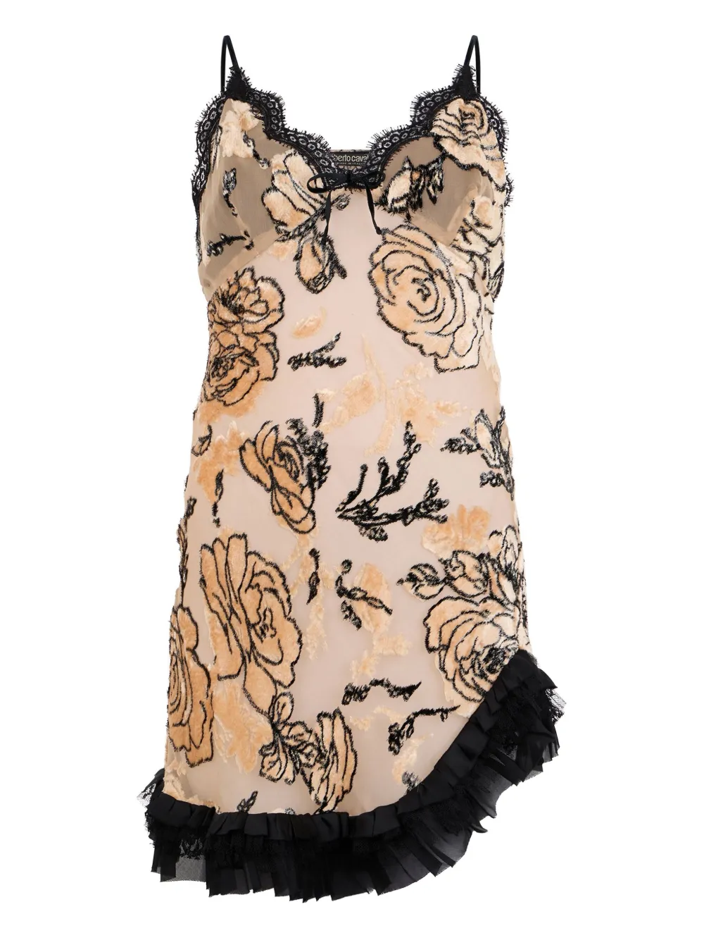 rose-print ruffled dress