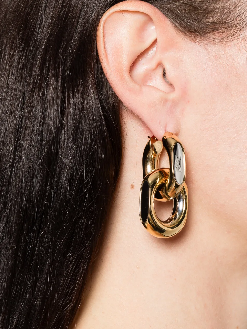 Saint Laurent Logo Earrings In Gold