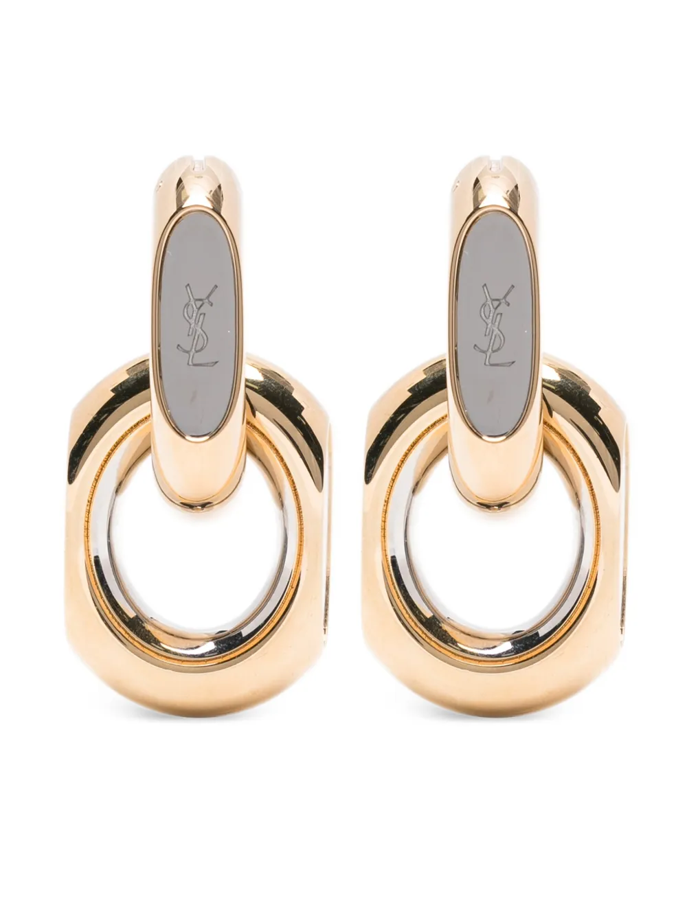 Saint Laurent Logo Earrings In Gold
