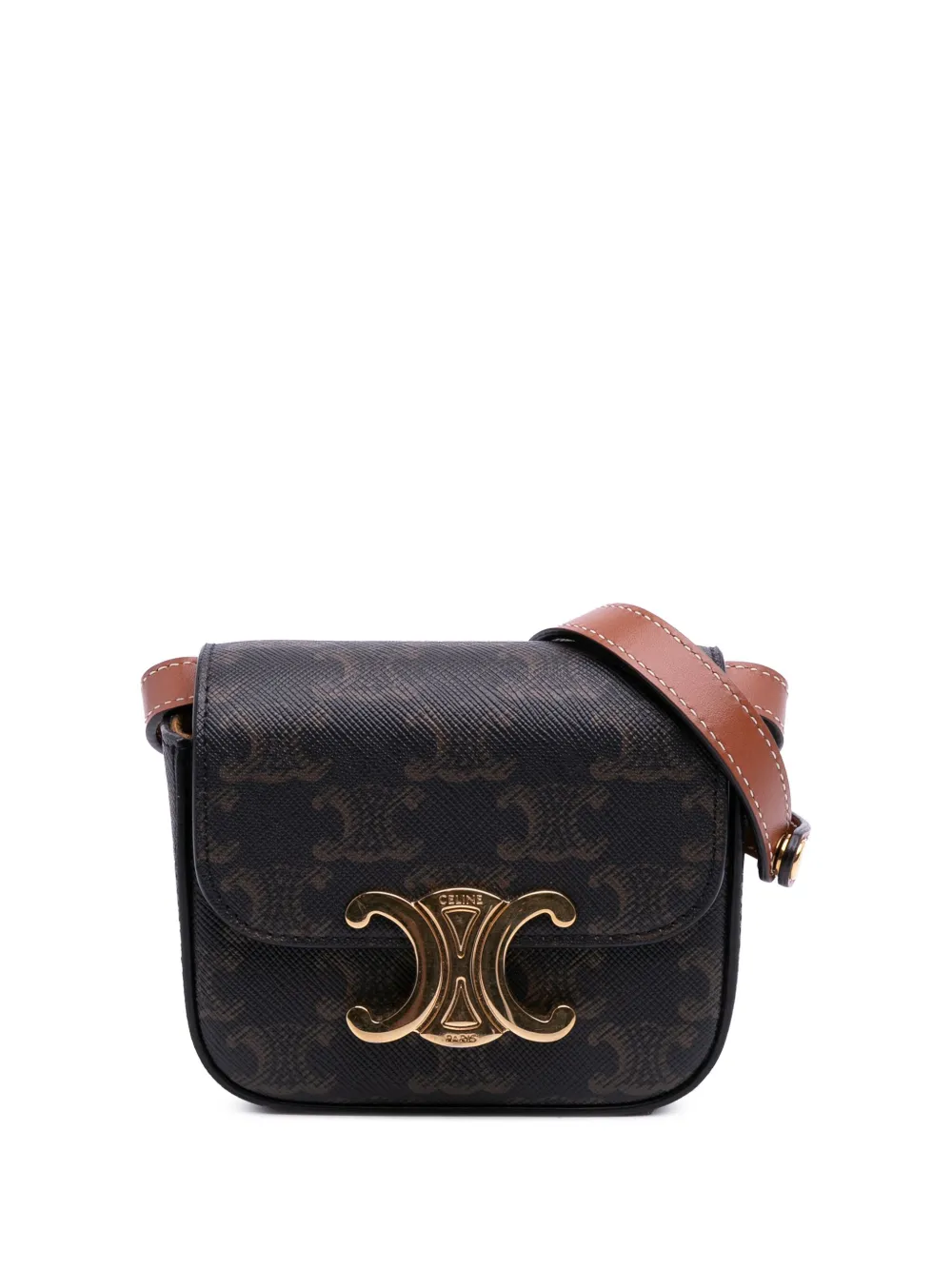 Céline Pre-Owned 2021 Mini Triomphe Coated Canvas crossbody bag - ブラウン Céline Pre-Owned 2021 Mini Triomphe Coated Canvas crossbody bag - ブラウン