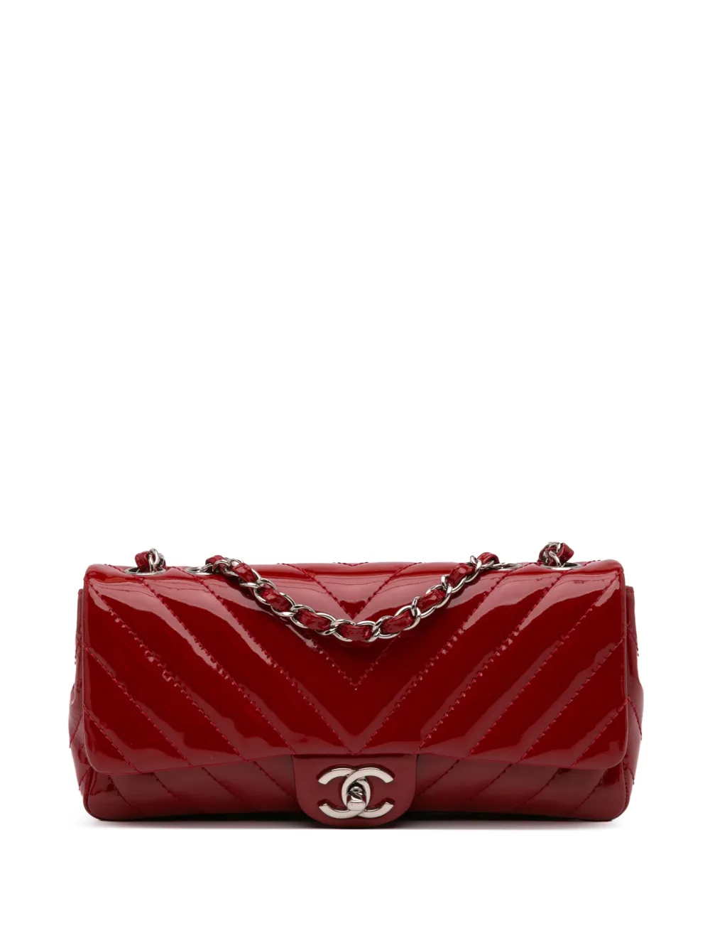 CHANEL Pre-Owned 2009-2010 Classic Chevron Patent East West Single CHANEL Pre-Owned 2009-2010 Classic Chevron Patent East West Single