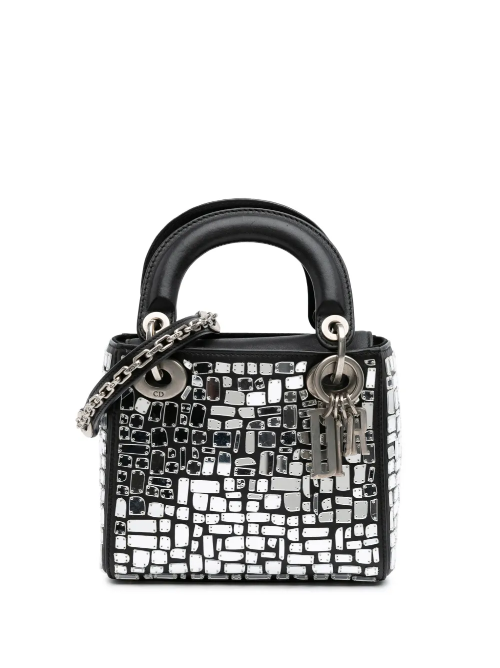 Christian Dior Pre-Owned 2018 Mini Smooth Calfskin Embroidered Mosaic Christian Dior Pre-Owned 2018 Mini Smooth Calfskin Embroidered Mosaic