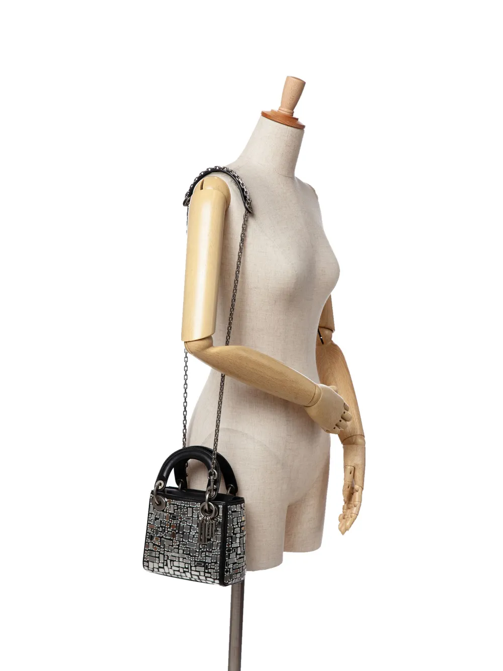 Christian Dior Pre-Owned 2018 Mini Smooth Calfskin Embroidered Mosaic of Mirrors Lady Dior satchel | Pre-Owned | Image 2