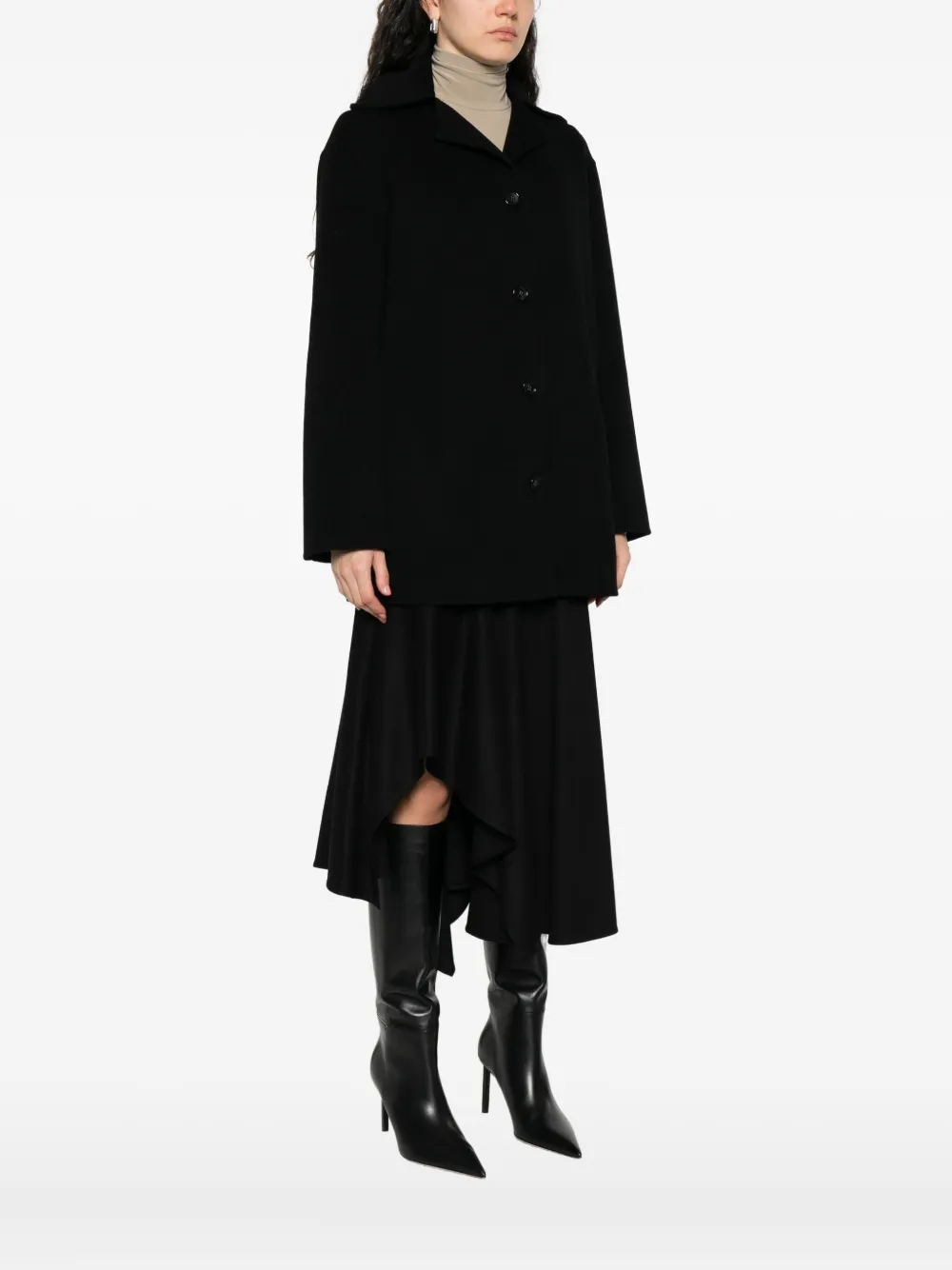 Alberta Ferretti Button-fastening Collared Jacket In Black