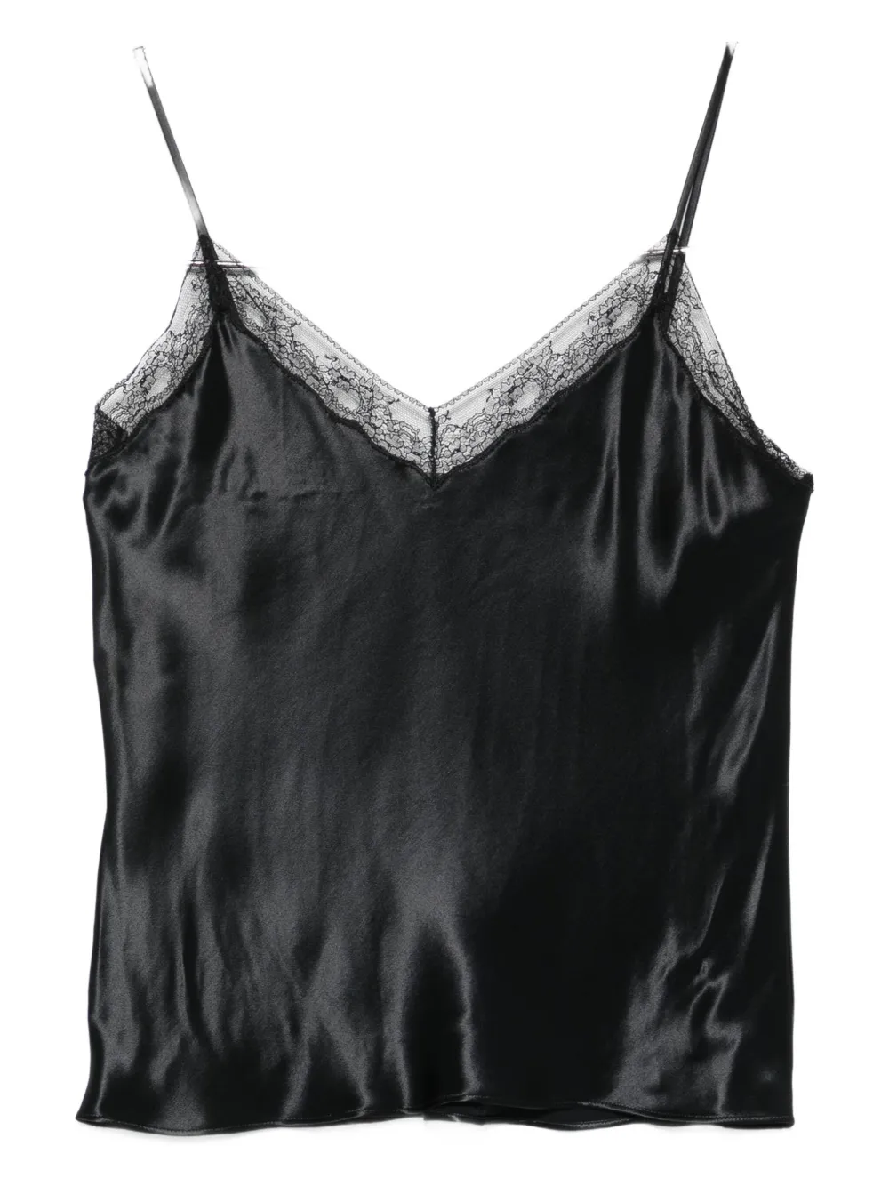 Alberta Ferretti lace-trimmed satin top - ブラック Alberta Ferretti lace-trimmed satin top - ブラック
