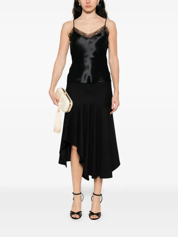 Alberta Ferretti レーストリム サテントップ | ブラック