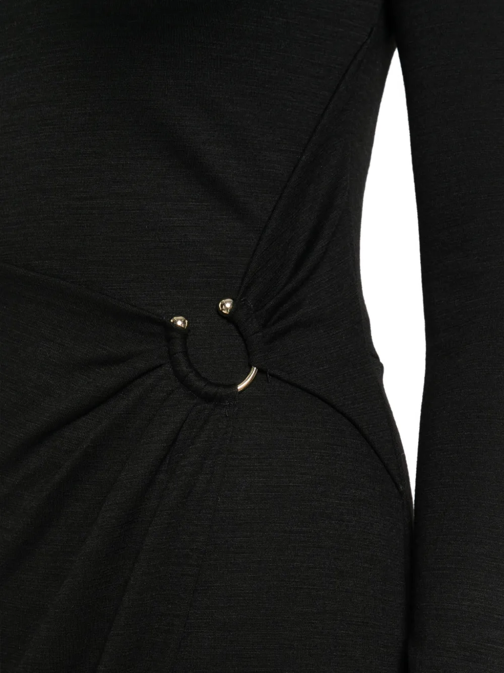 CHIARA BONI La Petite Robe Gesmockte midi-jurk met ringdetail Zwart
