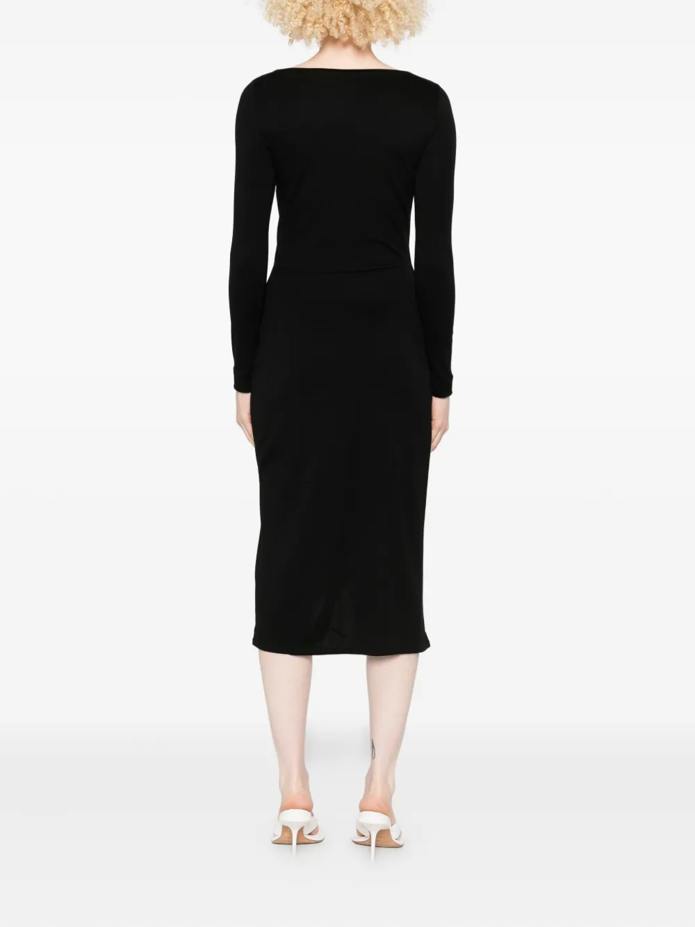 CHIARA BONI La Petite Robe Gesmockte midi-jurk met ringdetail Zwart