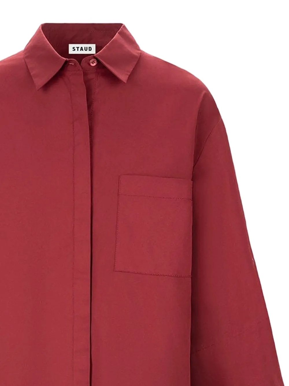 Staud Chest-pocket Button-down Dress In Red