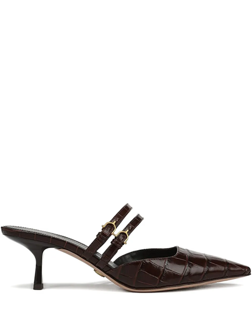 Veronica Beard 50mm Corrie crocodile-effect buckle mules - ブラウン Veronica Beard 50mm Corrie crocodile-effect buckle mules - ブラウン