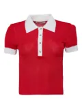 alice + olivia Martha ribbed-knit polo top - Red