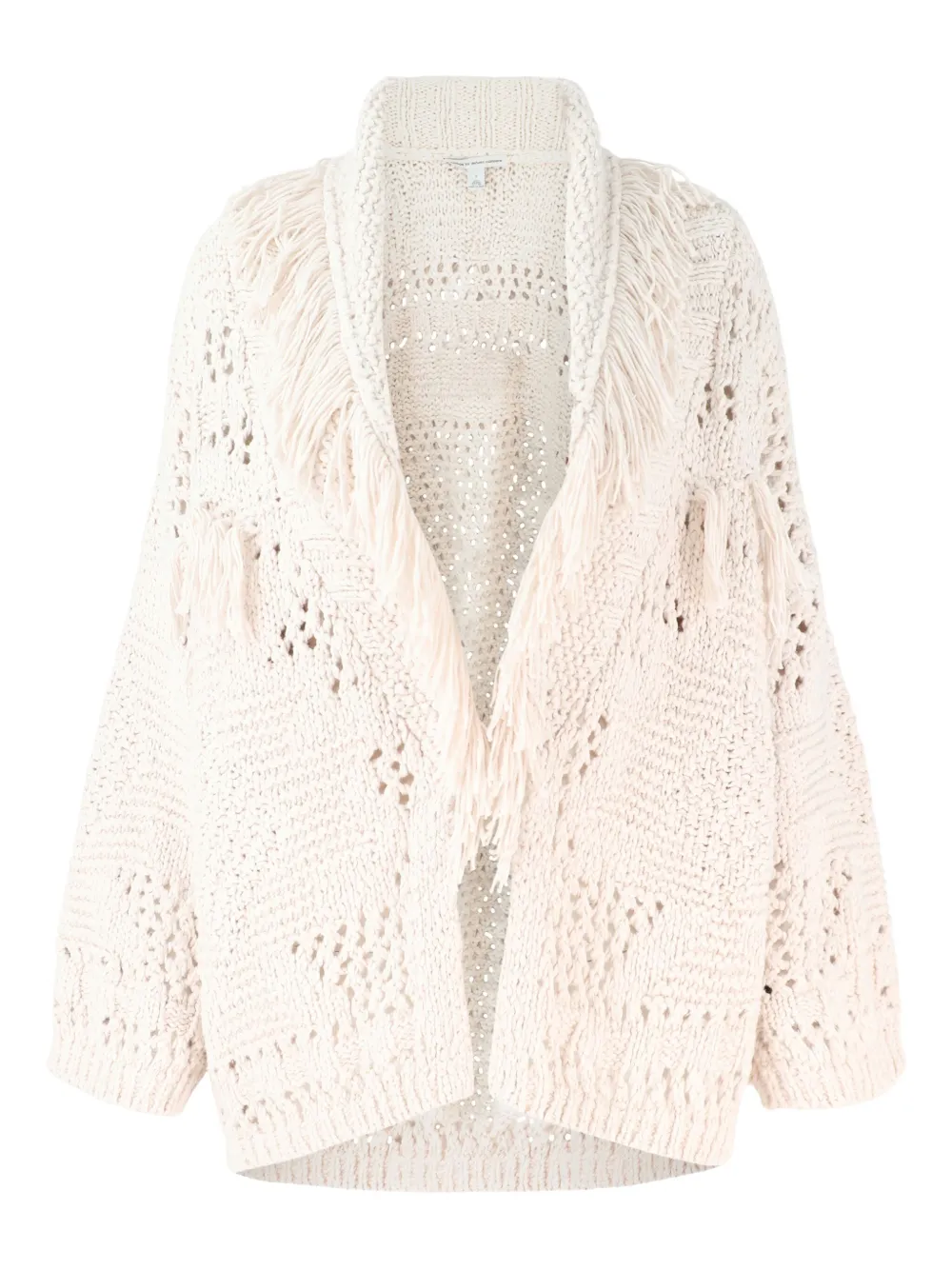 fringed shawl-collar cardigan