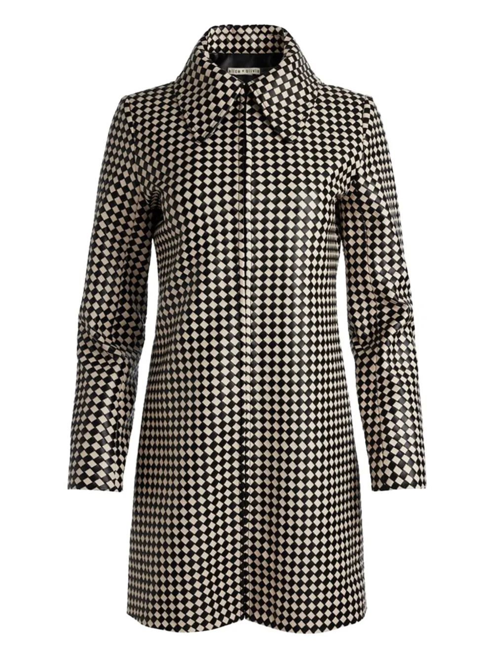 diamond-pattern single-breasted coat