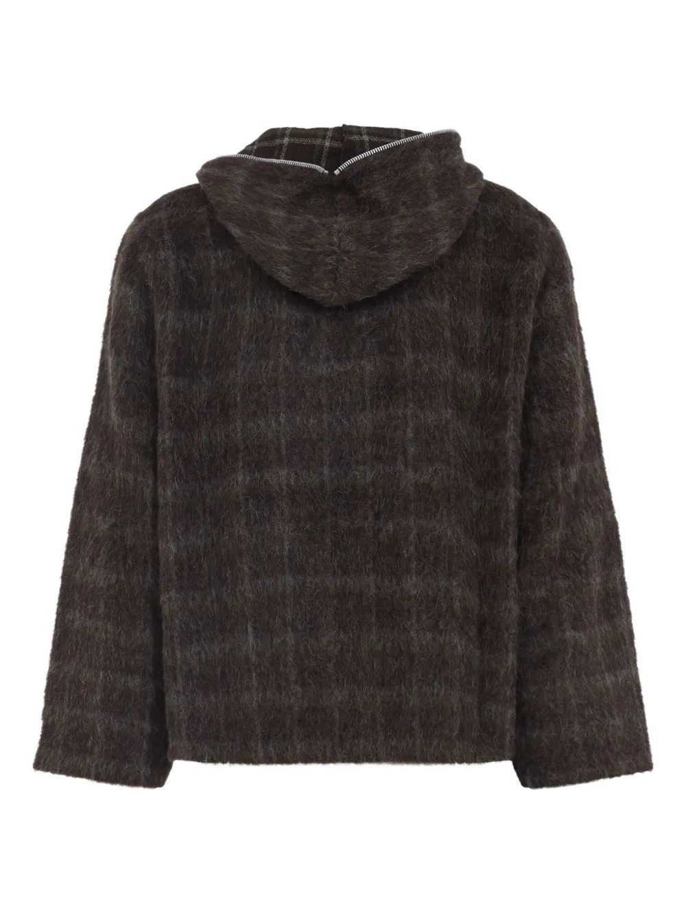 OUR LEGACY Geruite wollen hoodie met rits Bruin