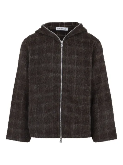OUR LEGACY check-pattern wool zip-up hoodie