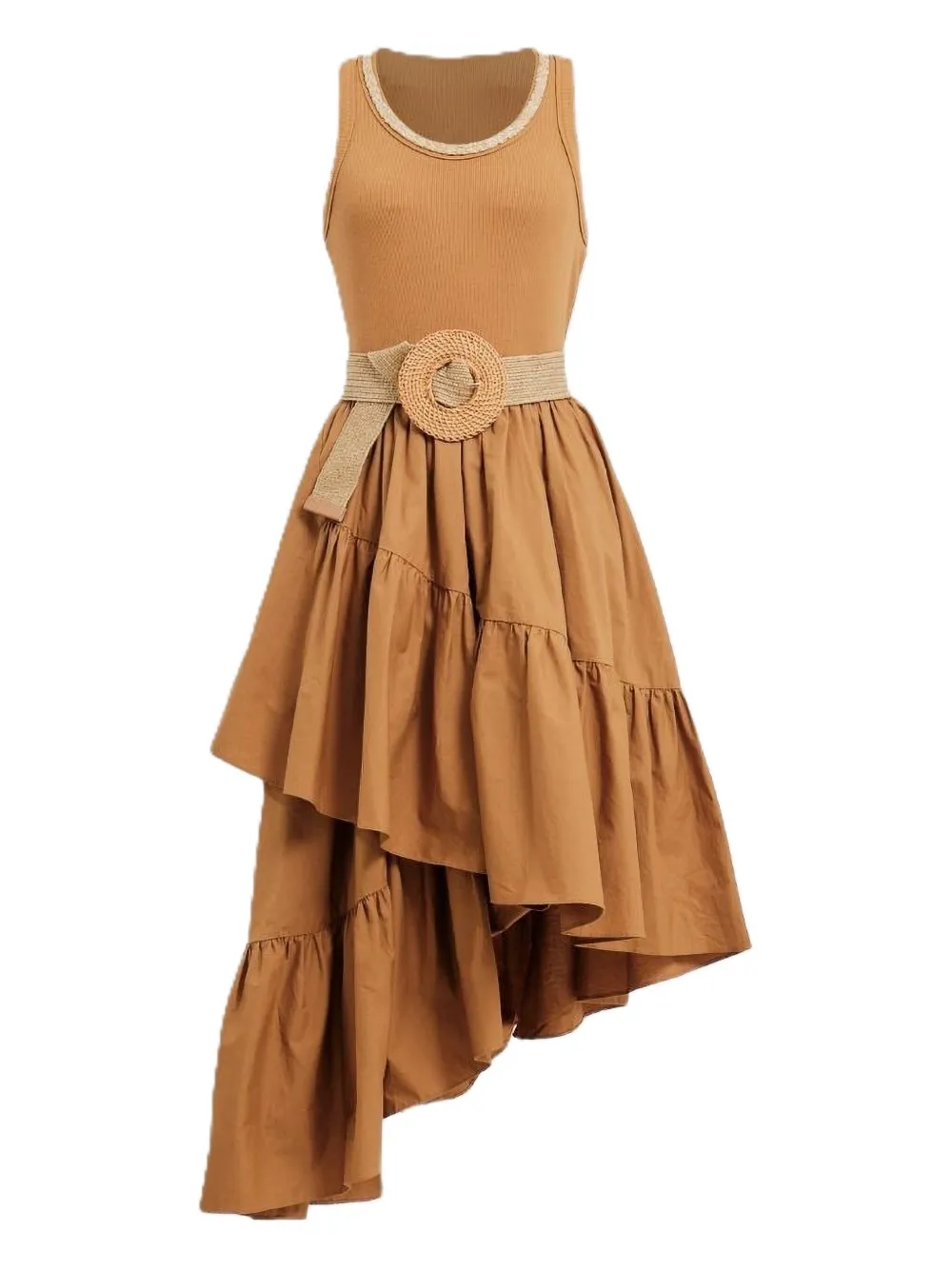 Rosanna Ocampo Magali belted asymmetric dress - ニュートラル Rosanna Ocampo Magali belted asymmetric dress - ニュートラル
