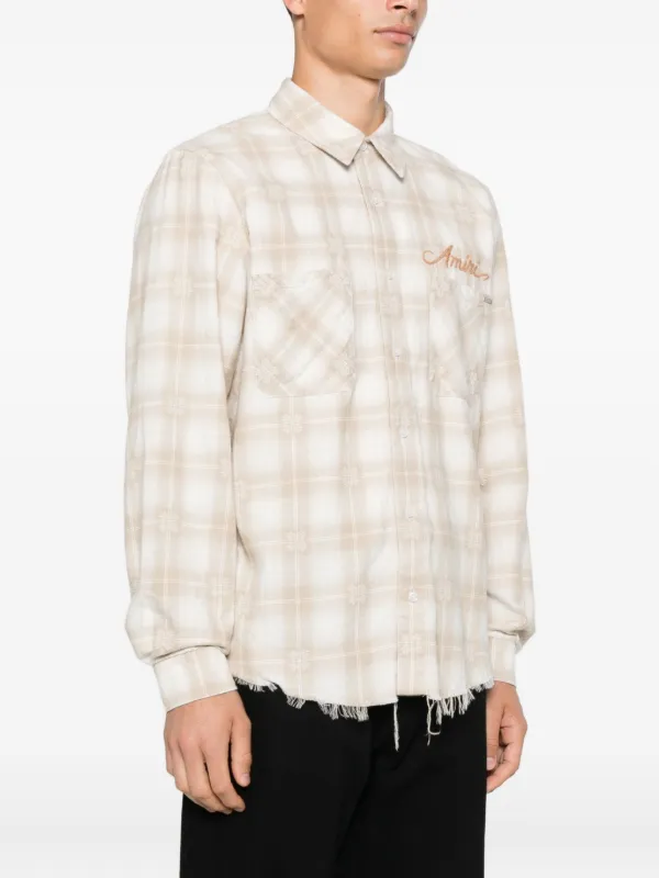 AMIRI Checked Frayed Shirt | Neutrals | FARFETCH