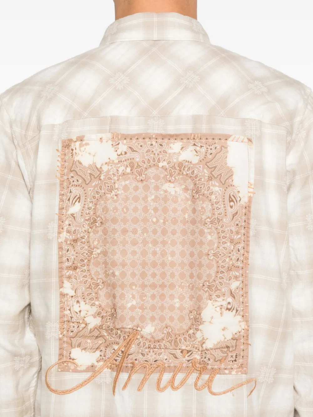 AMIRI Cropped overhemd met franje Beige