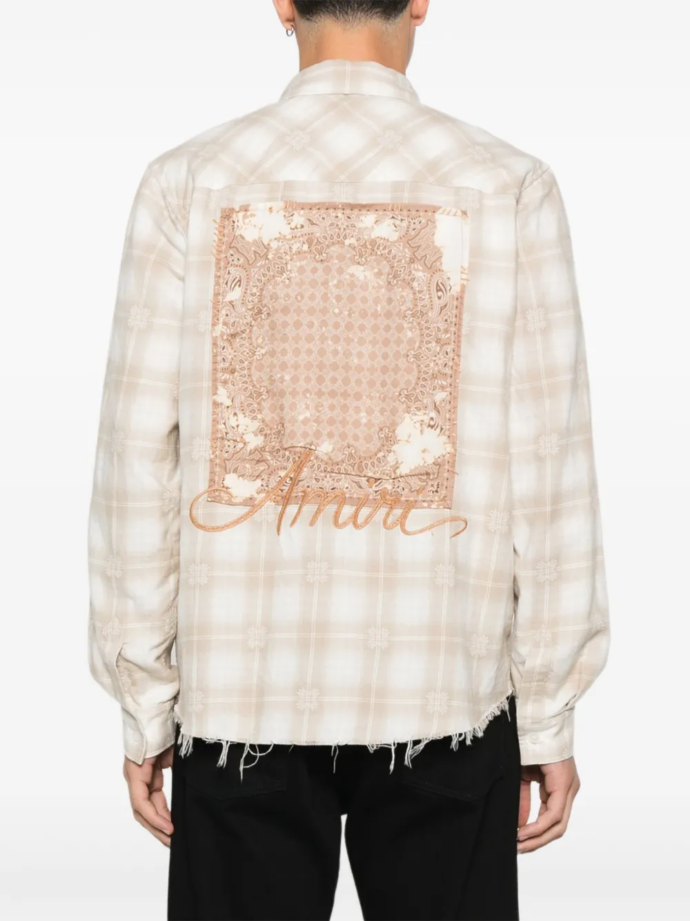 AMIRI Cropped overhemd met franje Beige