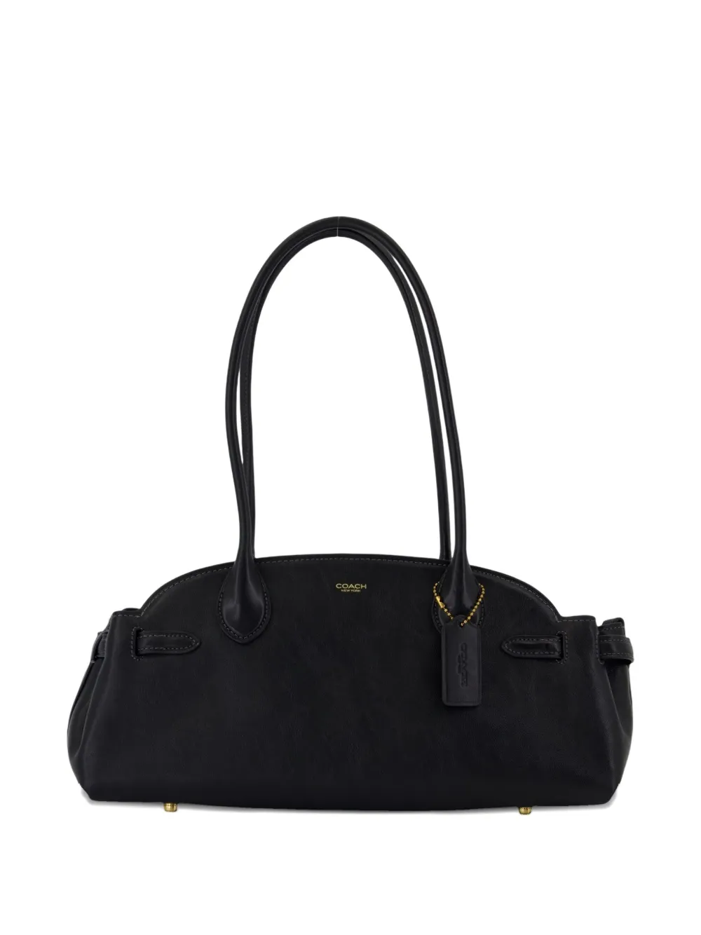 Coach logo-detail leather shoulder bag Zwart