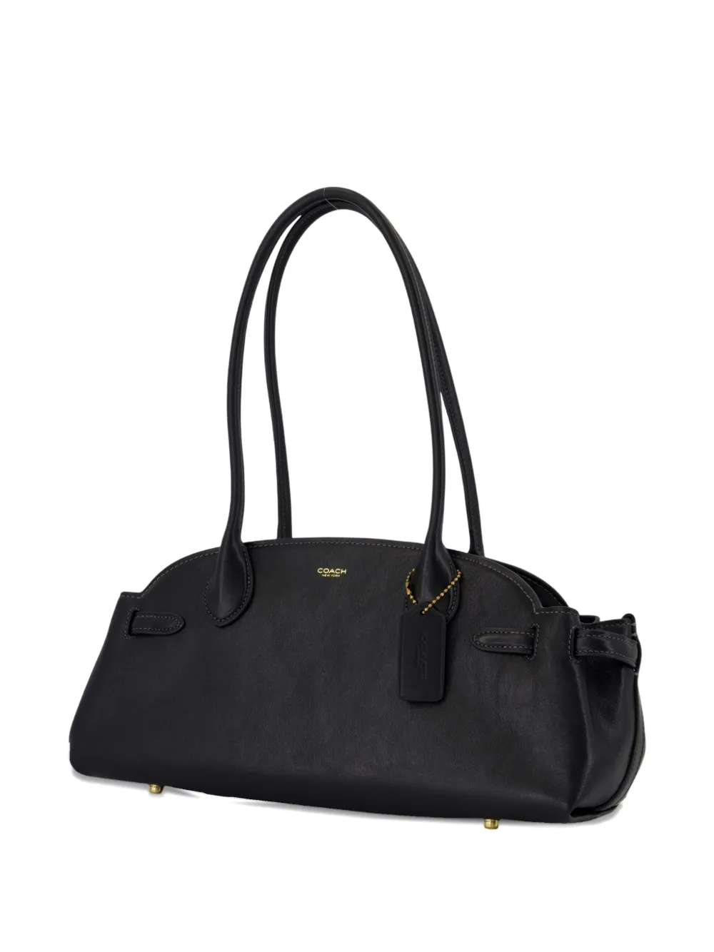 Coach logo-detail leather shoulder bag Zwart