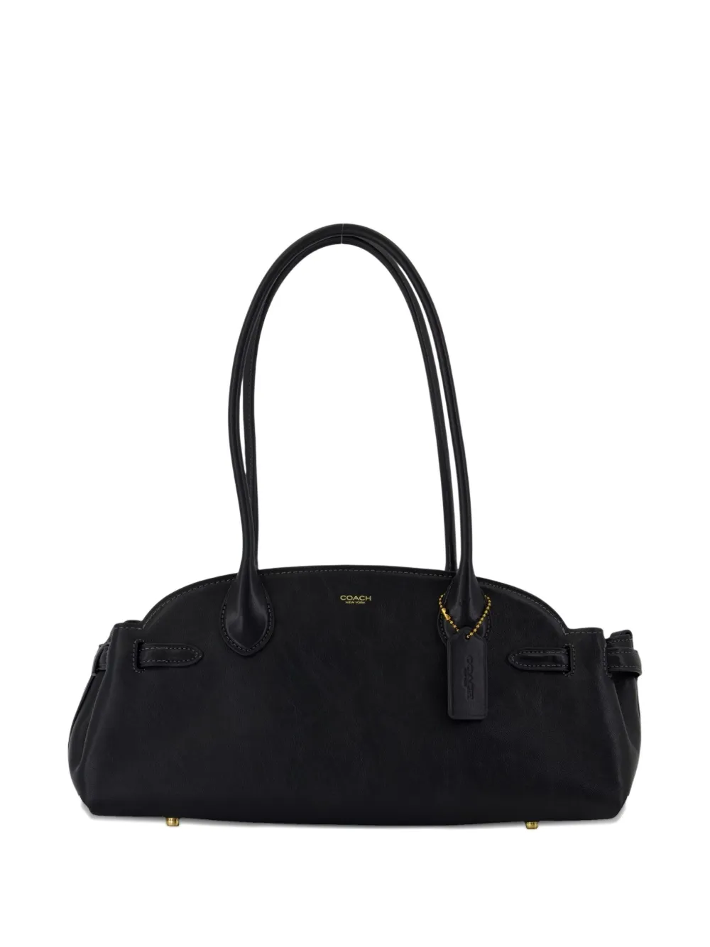 Coach logo-detail leather shoulder bag Zwart
