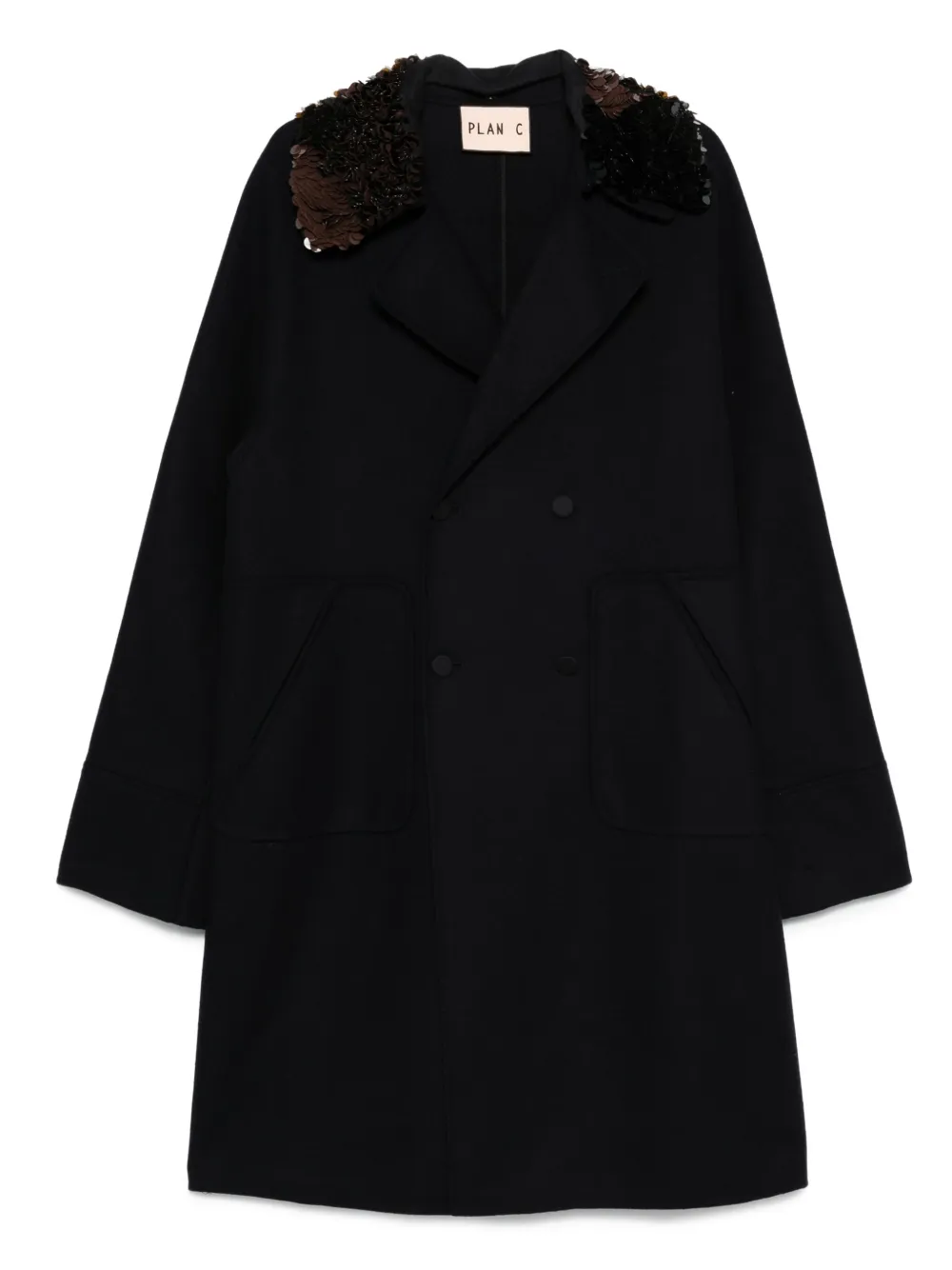 sequin-embellished double-breasted coat