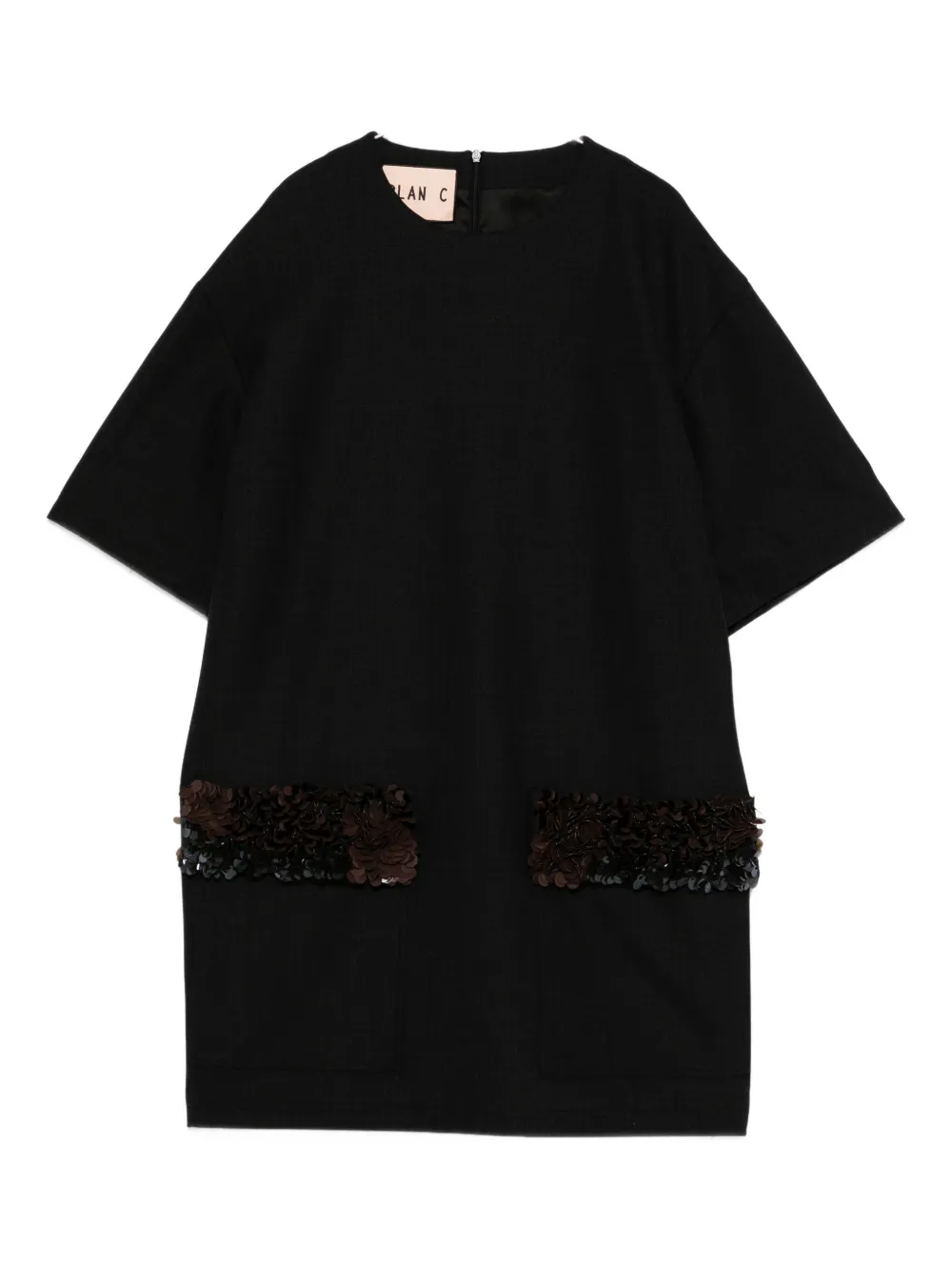 Plan C Sequin-embellished Dress In Black