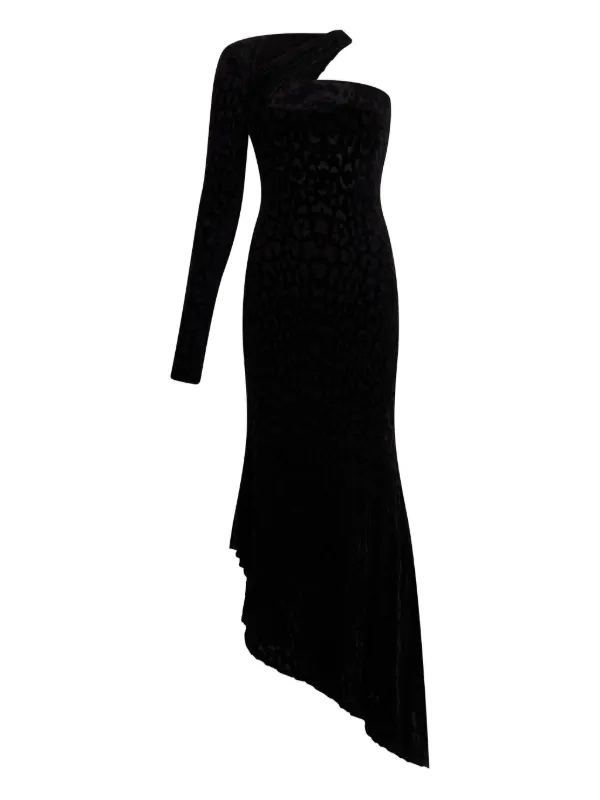 asymmetrical velvet dress Githa Deep-V Asymmetrical Velvet Dress