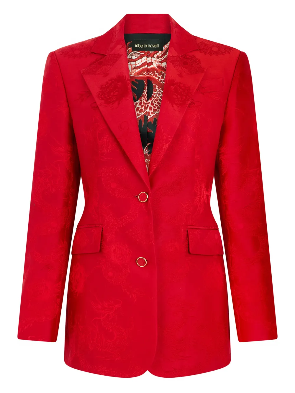 Roberto Cavalli dragon-pattern button-fastening blazer | Red | Image 1