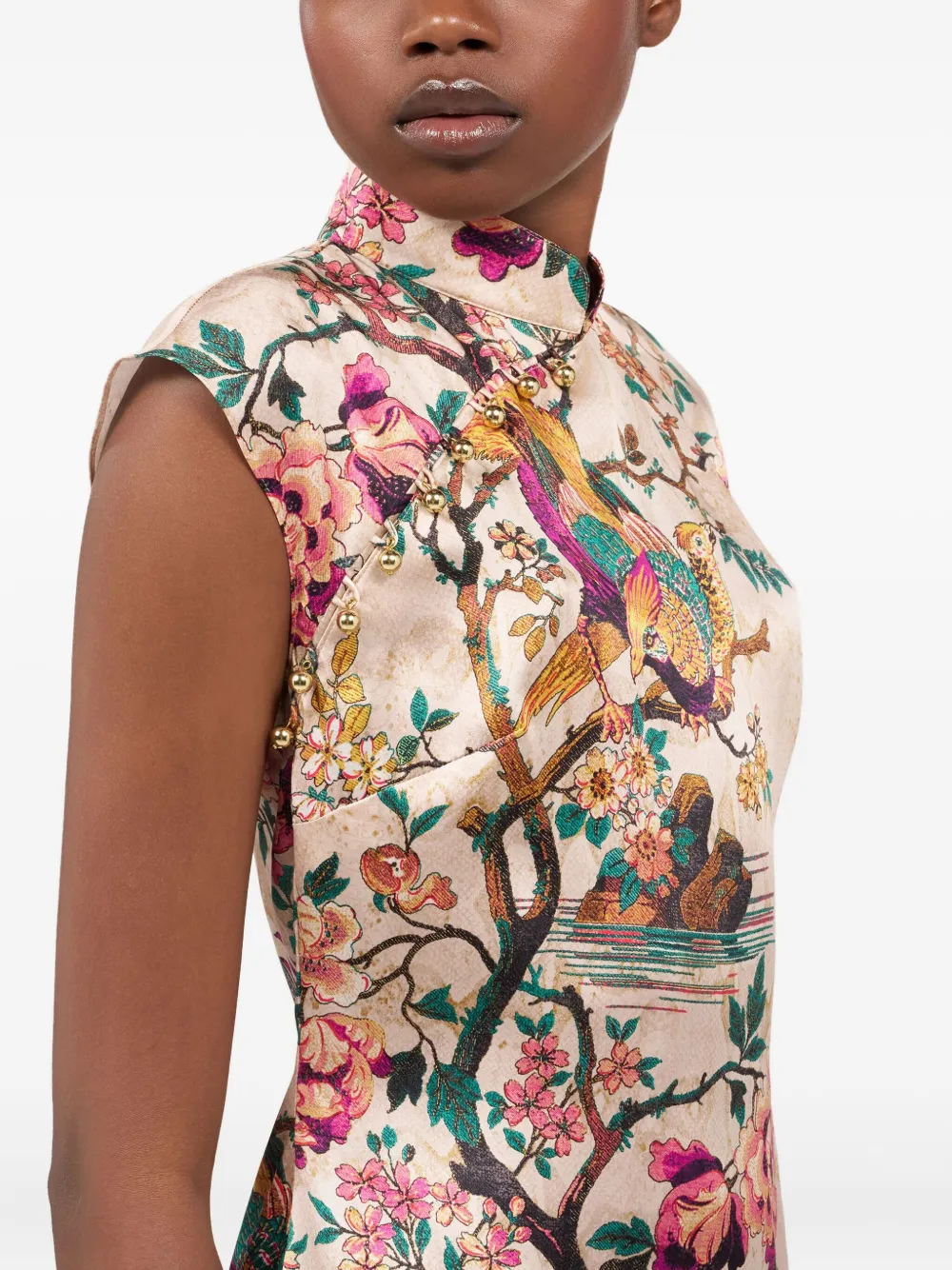 Roberto Cavalli bird-print dress Roze