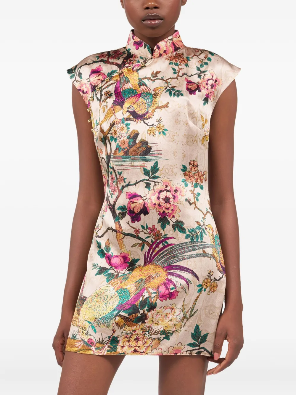 Roberto Cavalli bird-print dress Roze