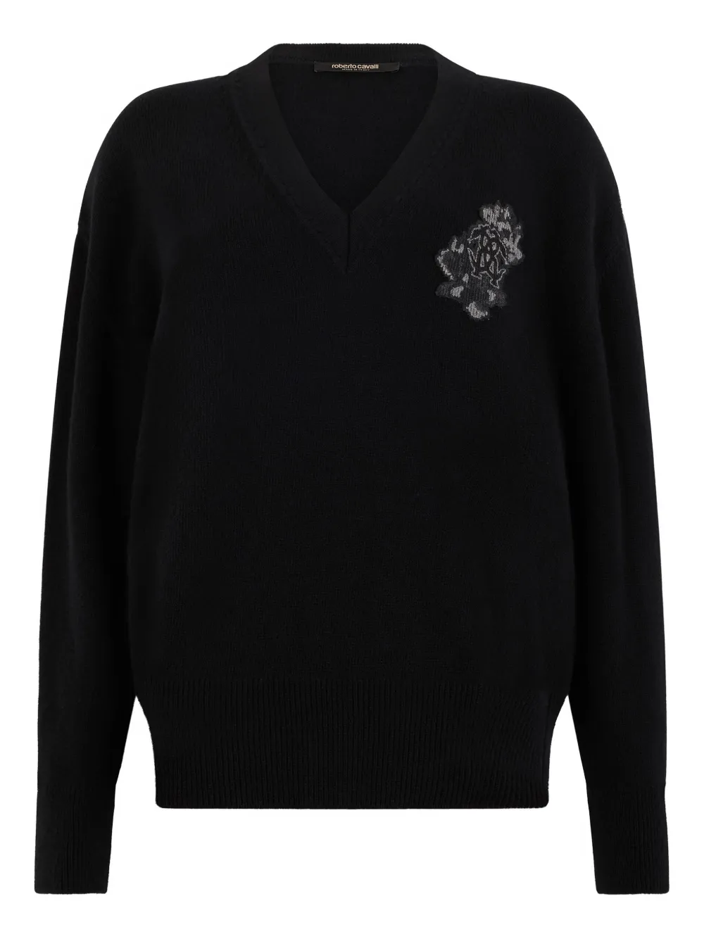 Roberto Cavalli V-neck long-sleeve sweater - Black