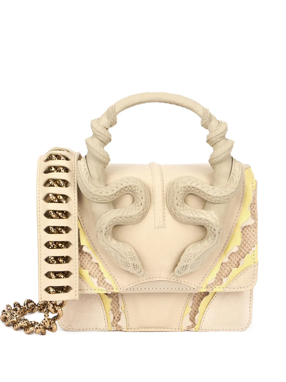 Roberto Cavalli snake-embellished chain-strap shoulder bag | Neutrals | Image 1