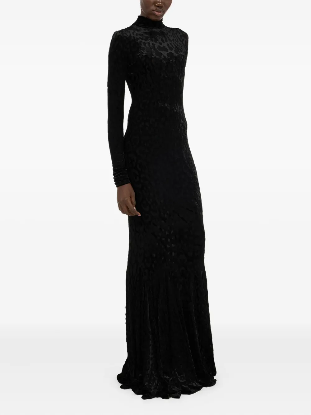 Roberto Cavalli Maxi-jurk met jaguarprint en gedrapeerde hals Zwart