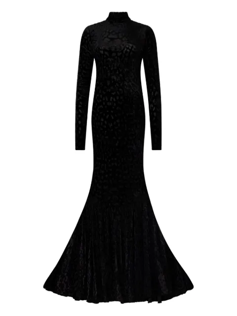 Roberto Cavalli jaguar-print mock-neck maxi dress