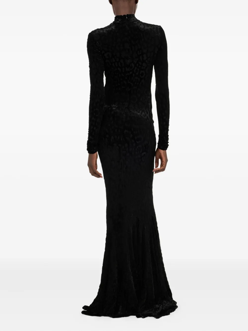 Roberto Cavalli Maxi-jurk met jaguarprint en gedrapeerde hals Zwart