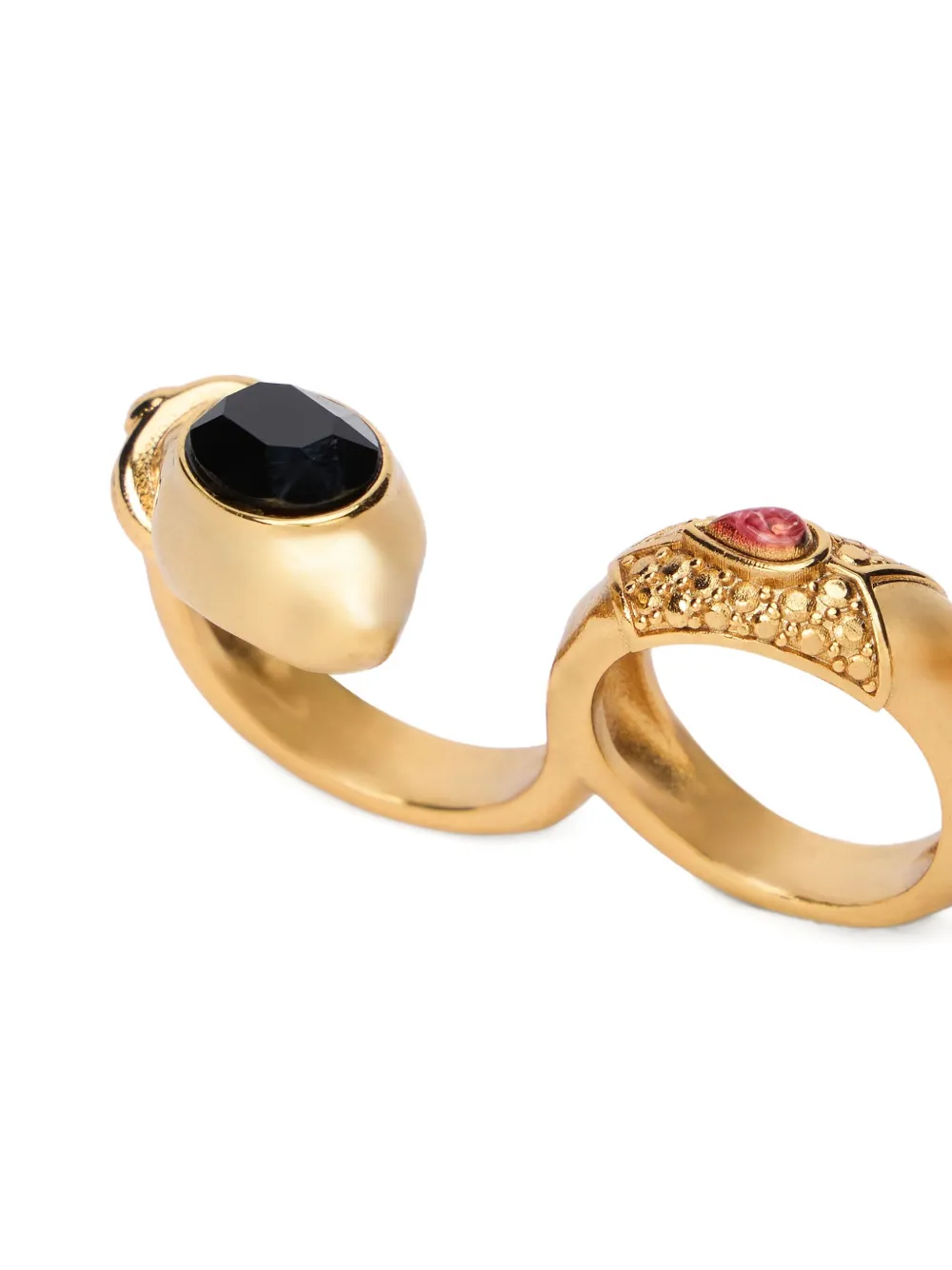 Roberto Cavalli Three-finger Snake Stone-embellished Ring In Gold