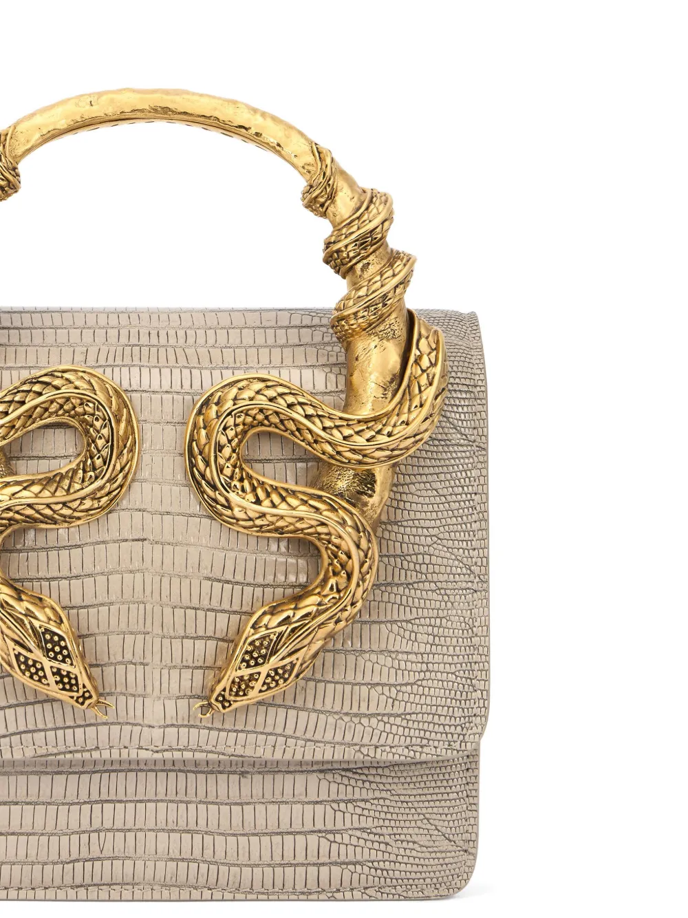 Roberto Cavalli Snake-embellished Snake-skin Shoulder Bag In Neutral
