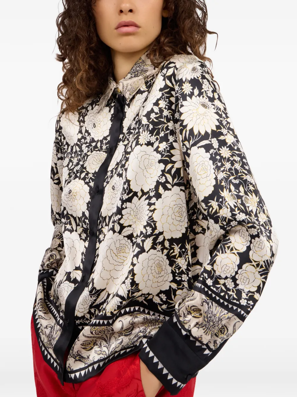 Roberto Cavalli Blouse met bloemenprint Beige