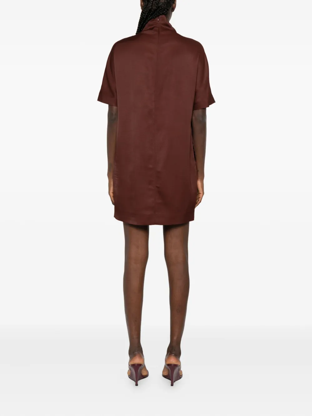LouLou de Saison Elton mini-jurk met hoge hals en korte mouwen Rood