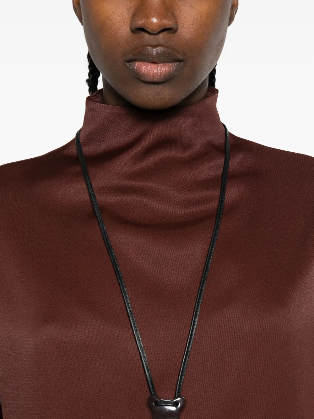 LouLou de Saison Elton mini-jurk met hoge hals en korte mouwen Rood